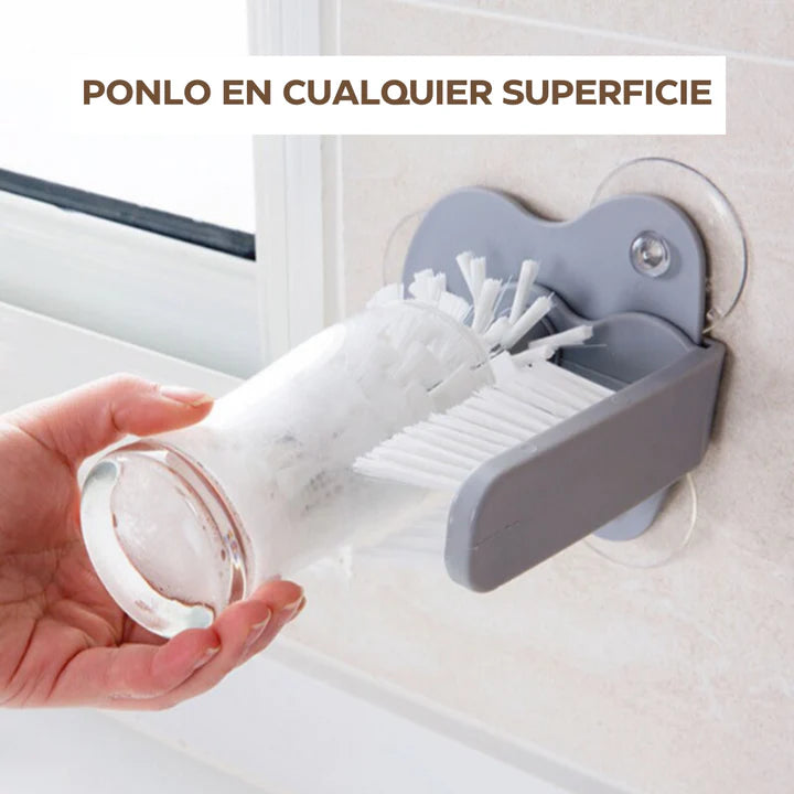CrystalWash™ - Cepillo de Lavado para Vasos con Ventosa
