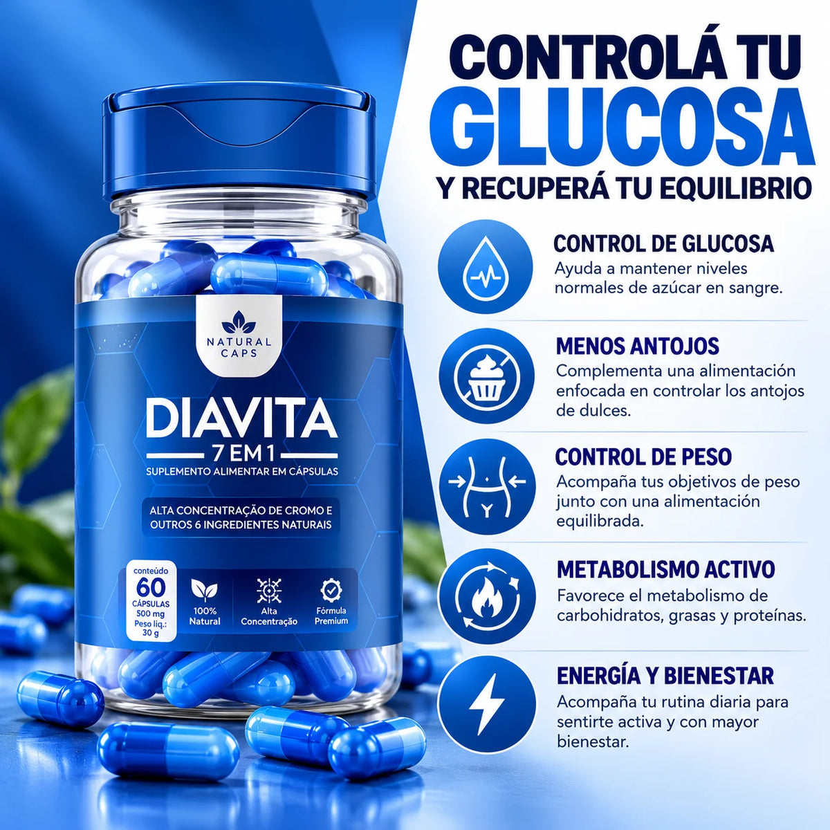 Natural Caps® DIAVITA 7 EN 1 | Control de la Glucosa