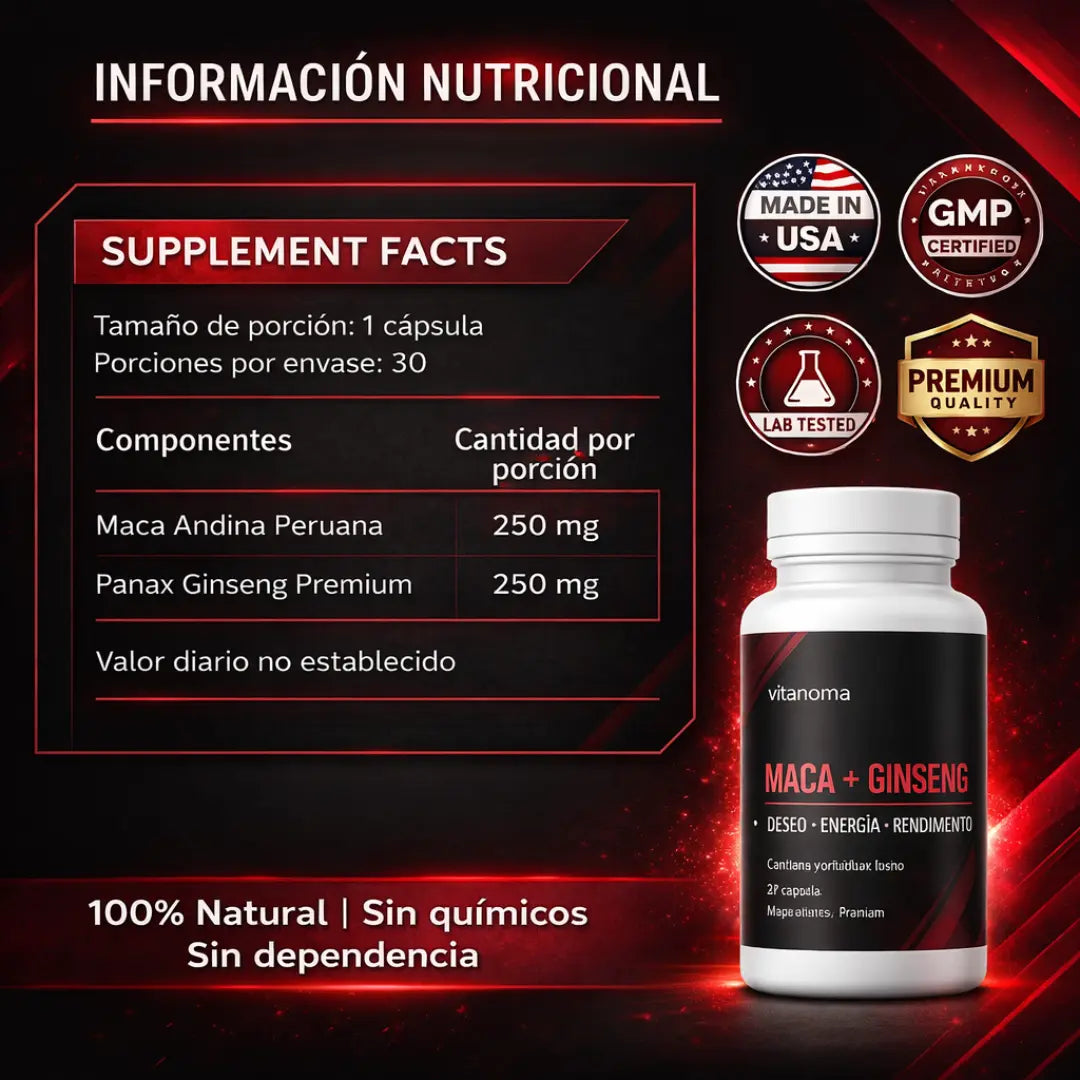 Vigormax® Maca + Ginseng | Fórmula Dual Potenciada