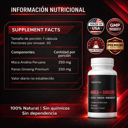 Vigormax® Maca + Ginseng | Fórmula Dual Potenciada