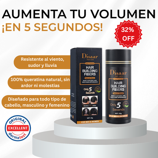 Disaar™ - Fibra Capilar 3 en 1: Volumen, Nutrición y Fijación